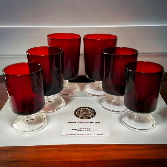 CRISTAL D'ARQUES Other - CRISTAL D'ARQUES Ruby Red Glasses Water/Wine/Cordial ,Cavalier Starter Set
